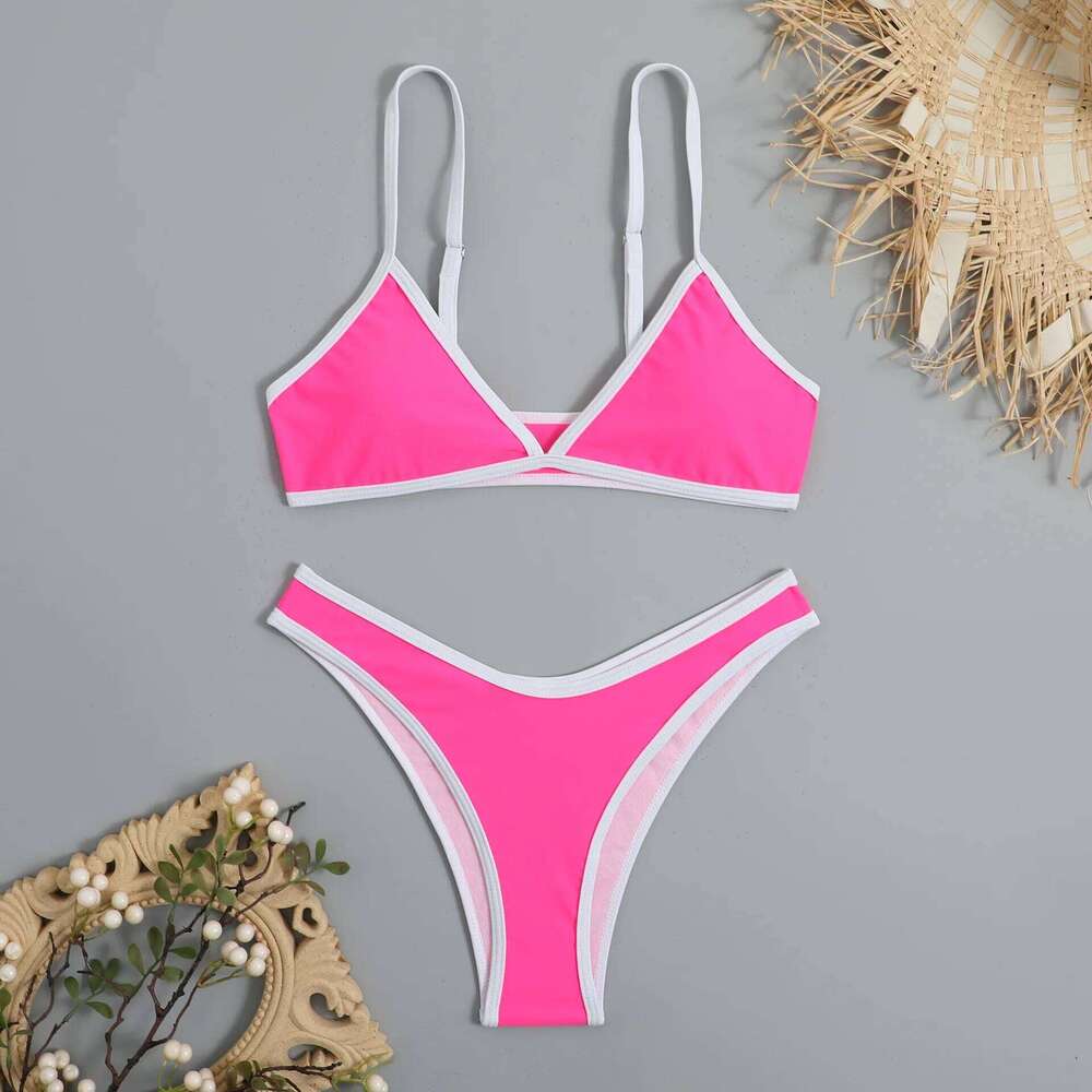 Sexy Triangle Sporty Bikinis Women Push Up Bikini Sport Swimwear White Fringe Two Piece Swimsuit Splicing Bathing Suit Biquini Y260303
