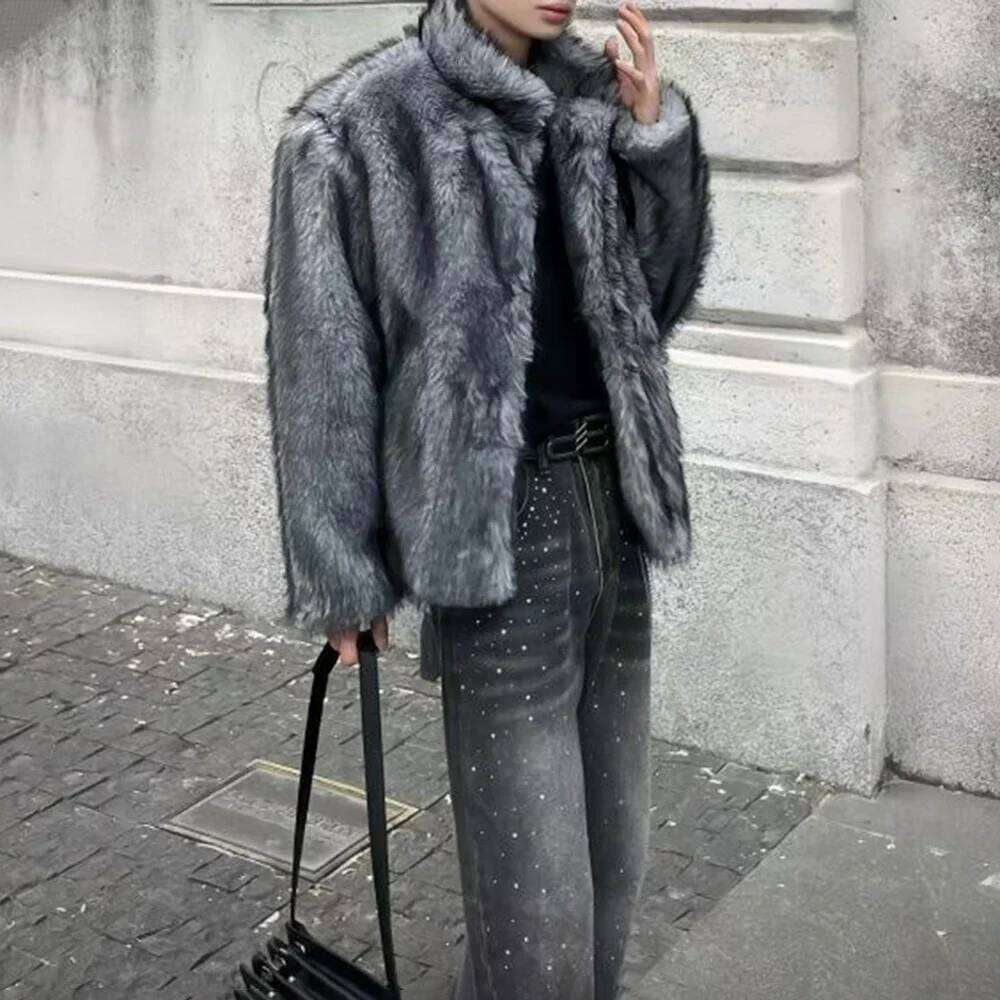 Men Faux Fur Furry Warm Autumn Winter Streetwear Fashion All-Match Trend Youth Soft Casual Comfort Coat Men'S Clothing Z260313