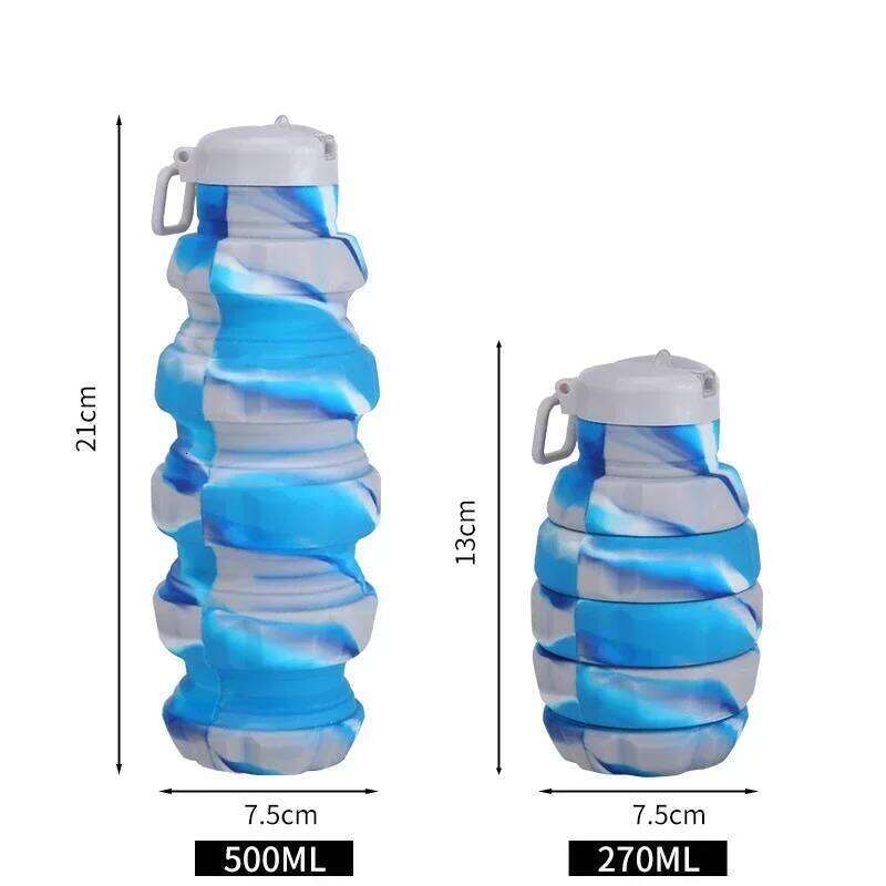 Durable Hand Camouflage water bottle Portable silicone foldable cup 500ml hand grenade sports kettle Z260314