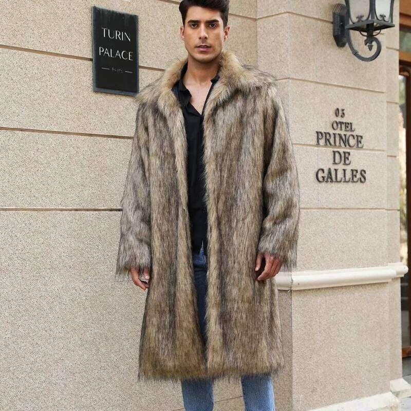 Men's Winter Tops Coat Faux Fur Square Collar Eco Thickened Warm Vintage Simple Comfortable Loose Leisure Niche Versatile Skinny Z260313