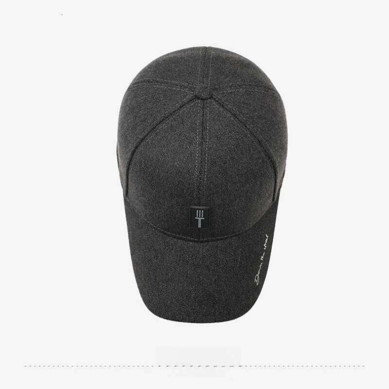 Men's Autumn/Winter Cotton Baseball Cap - Solid Color Dad Hat 56-60cm with Foldable Ear Flaps & Small Logo Z260314