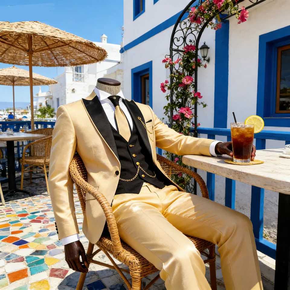 Mens Solid Slim Fit 3-Piece Business Suit Set wiTH Blazer VEST And Pants for Wedding Party Fashion Tuxedo M260313