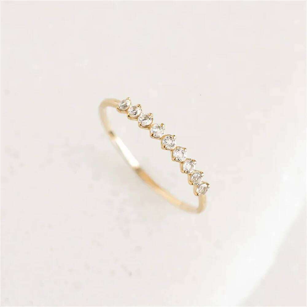 CANNER 925 Silver Simplicity Water Droplet Zircon Rings For Women 18K Gold Super Flash Single Row Clustered Shape Fine Jewelry H260312