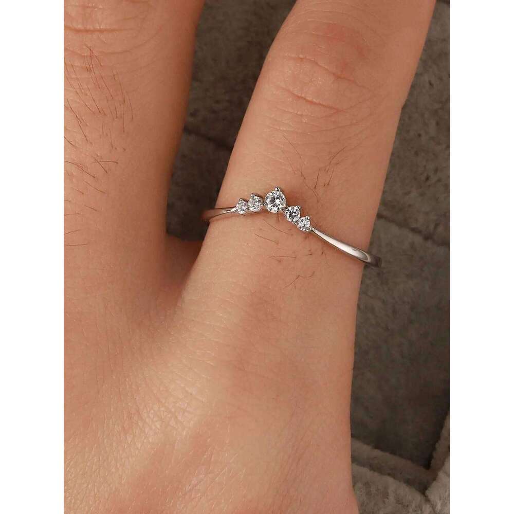 New S925 Sterling Silver European and American Fashion Crown Diamond Versatile Forest Style Women's Zircon Ring H260312