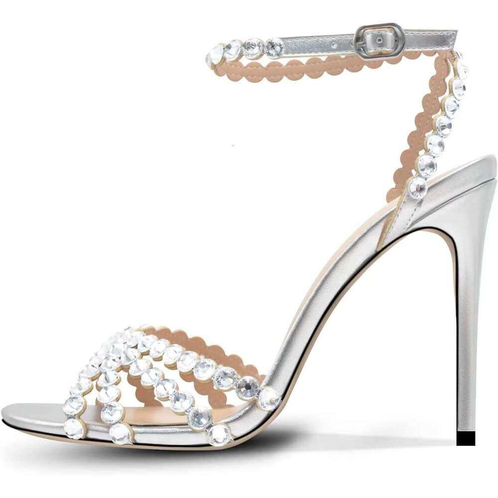 Women S Rhinestone Stiletto High Heels Buckle Strappy Heeled Sandals Round Toe Sexy Dressy Pumps Shoes MOJIDASHU