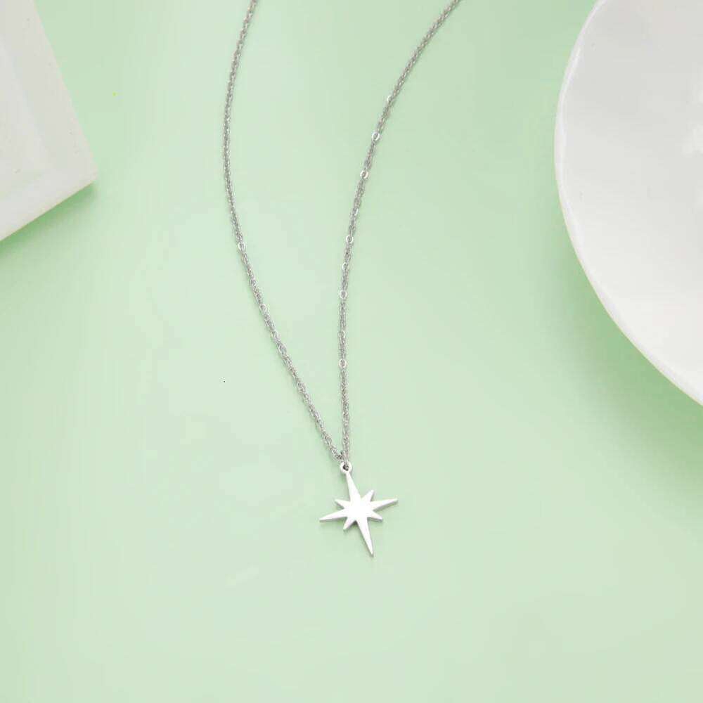 Lemegeton Simple North Star Pendant Fashion Women's Necklace Stainless Steel Starlight Choker Jewelry r Party Gift H260312