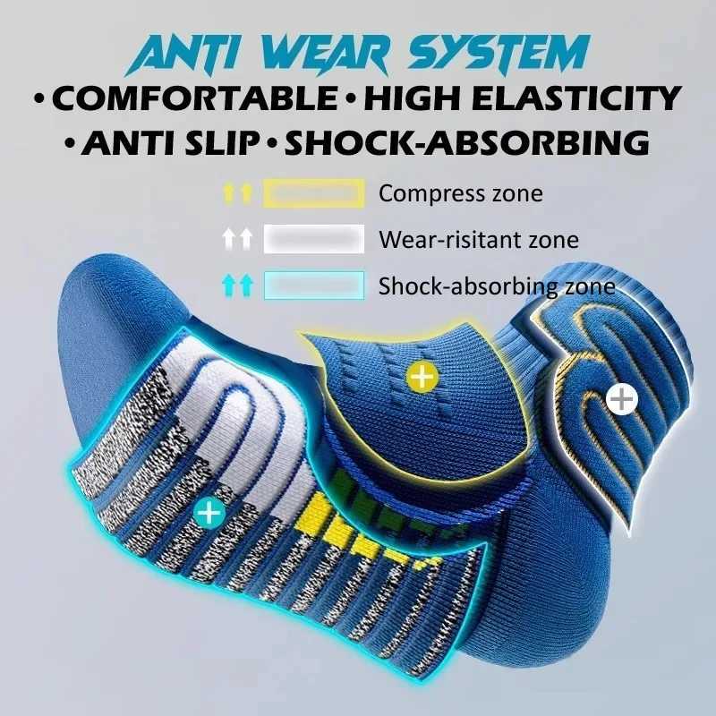 2 Pairs Professional Running Marathon Socks Men Large Size Basketball Badminton Tennis Socks Thickened Towel Bottom Sports Socks D260313