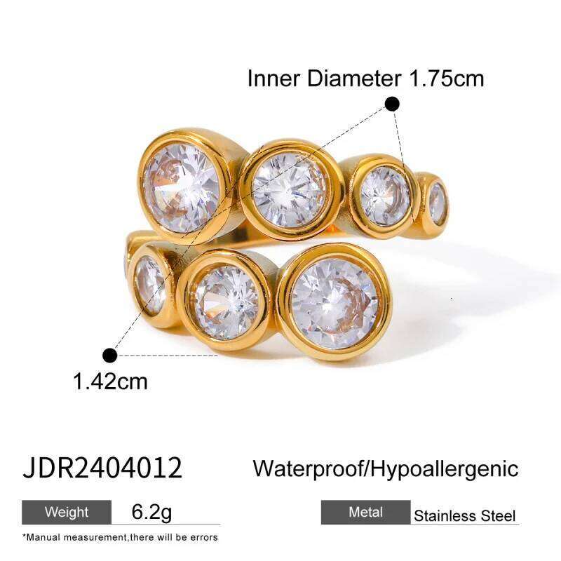 18kGold Stainless Zircon Open High-end Feel Ring Titanium Steel Hand Jewelryrings H260312