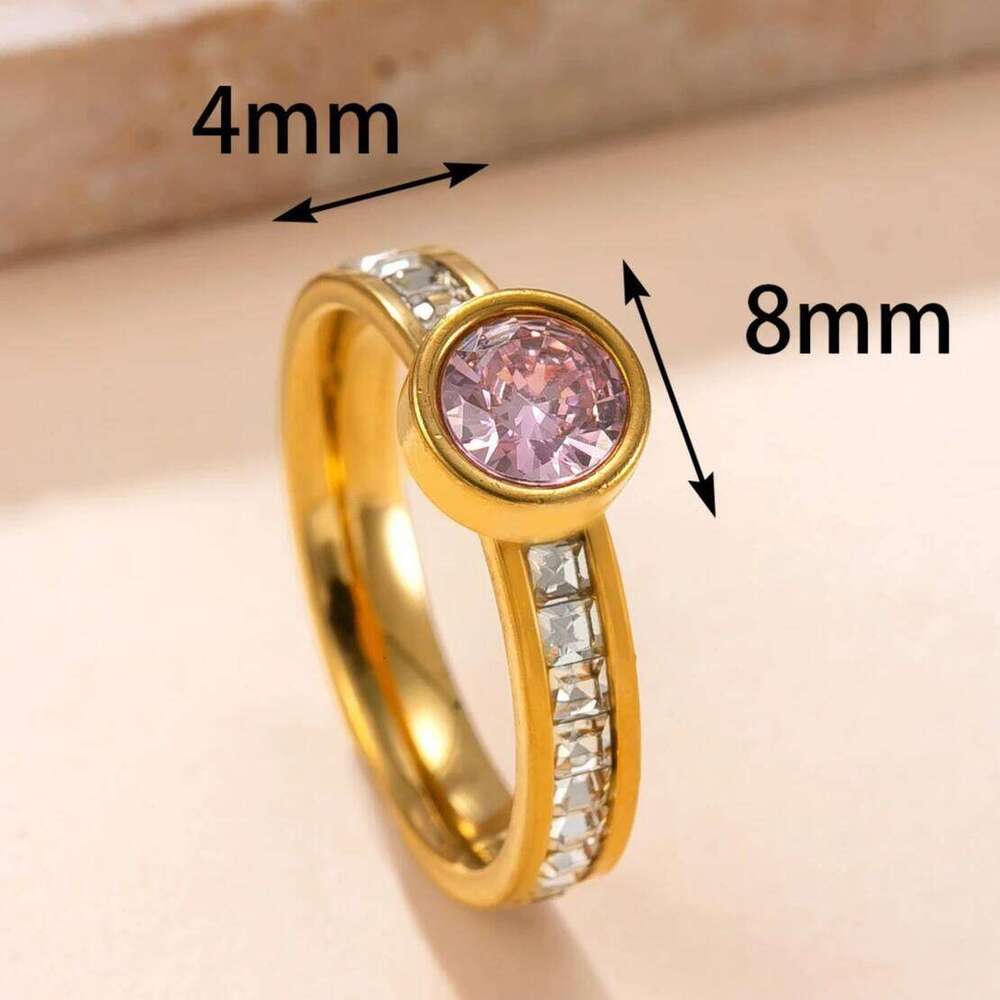 Round Shinny Zircon for Women Stainless Steel Ring Wedding/Engagement Jewelry H260312