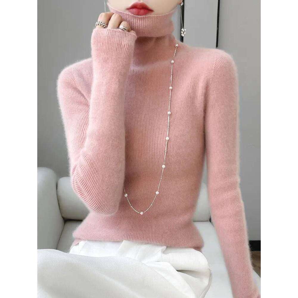 Grace Women Slim Sweater Pullover Turtleneck Basic Cashmere Autumn Winter 100% Merino Wool Knitwear Soft High-end Threaded Tops Z260313