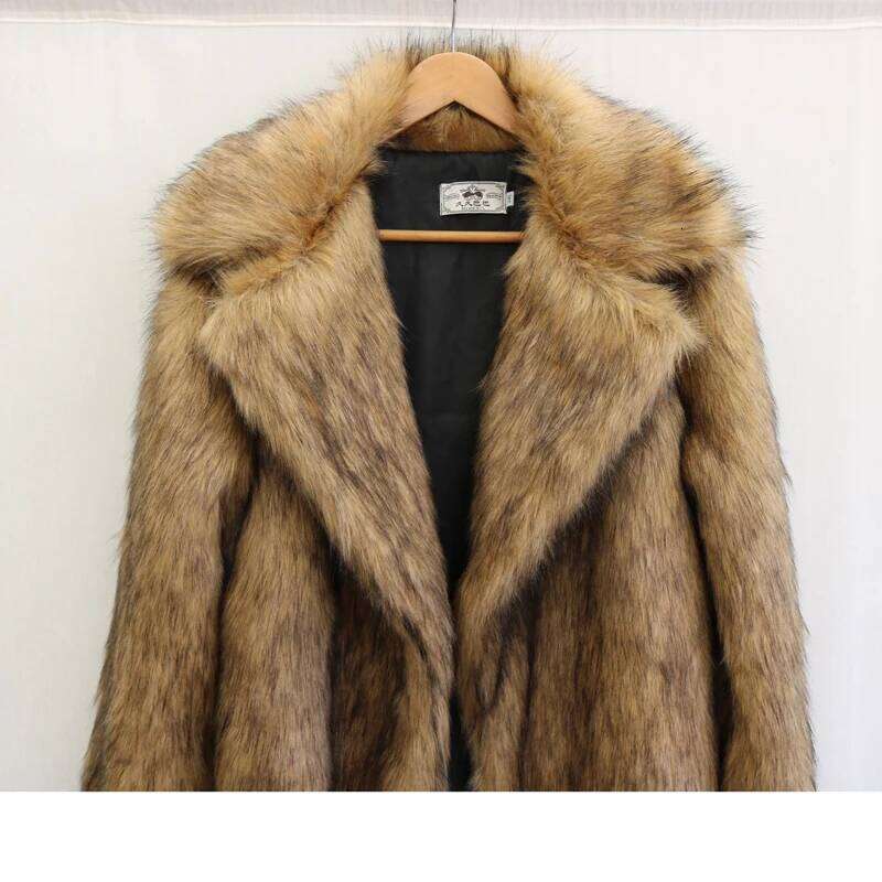 Men's new casual fox fur long coat winter warm large size Z260313