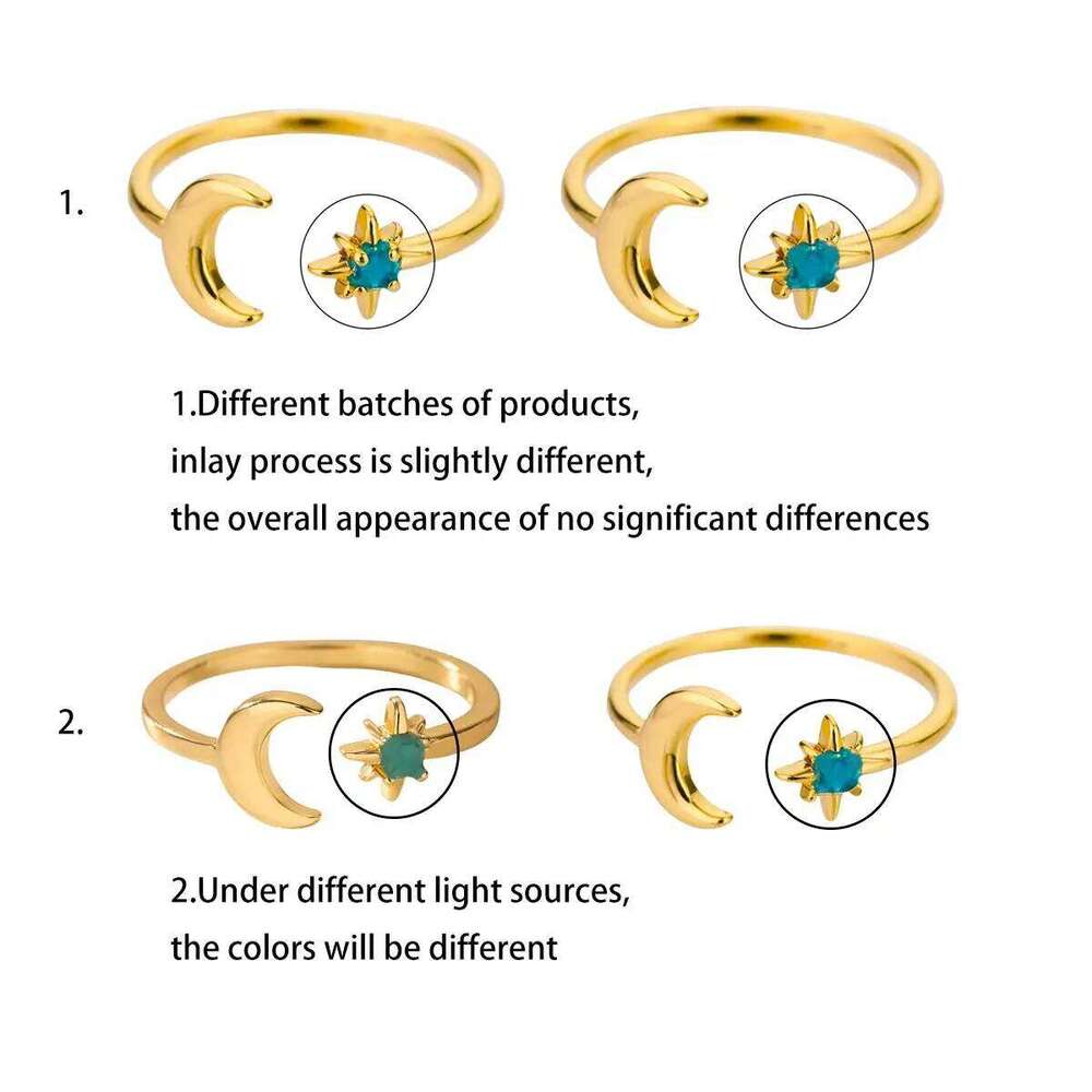 Zircon Rings For Women Stainless Steel Glowing Moon Star Adjustable Finger Ring Aesthetic Wedding Jewelery Gift Femme H260312
