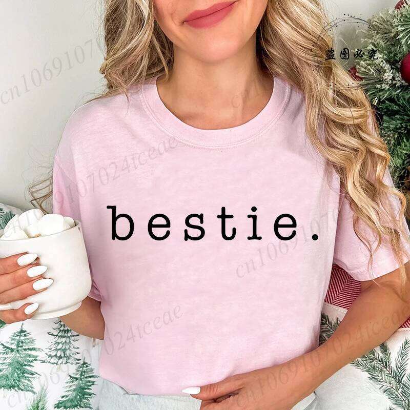 Retro Besties Best Friends T-Shirt,Besties Shirt, BFF Matching T-Shirts,short Sleeve Women T-Shirts,summer Fashion Tops Z260314