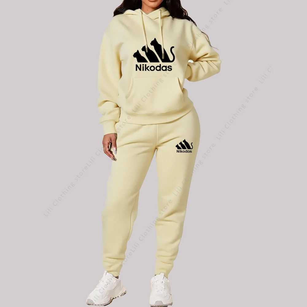 Womens Sets Hoodies Pants Two Piece Outfits Sportswear Sweatsuit Aesthetic Trend 2025 New Suit Woman Pink Tracksuit Plus Size M260313