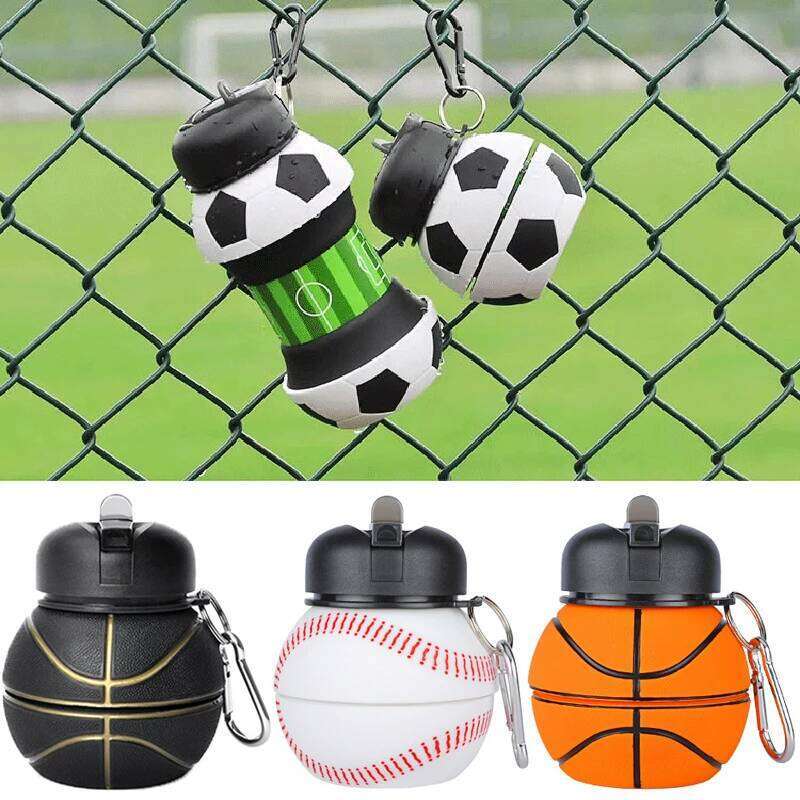 550ml Silicone Foldable Water Bottle, Football, Basketball, Tennis, Portable Kettle, Travel, Picnic, New Year, Adult, Children Z260314