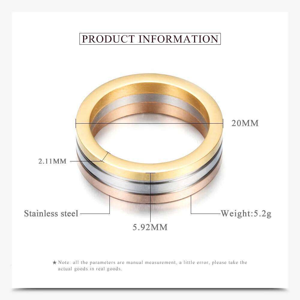 Simple Three-Color Colorful Ring Fashion stainless steel jewelry rings H260312