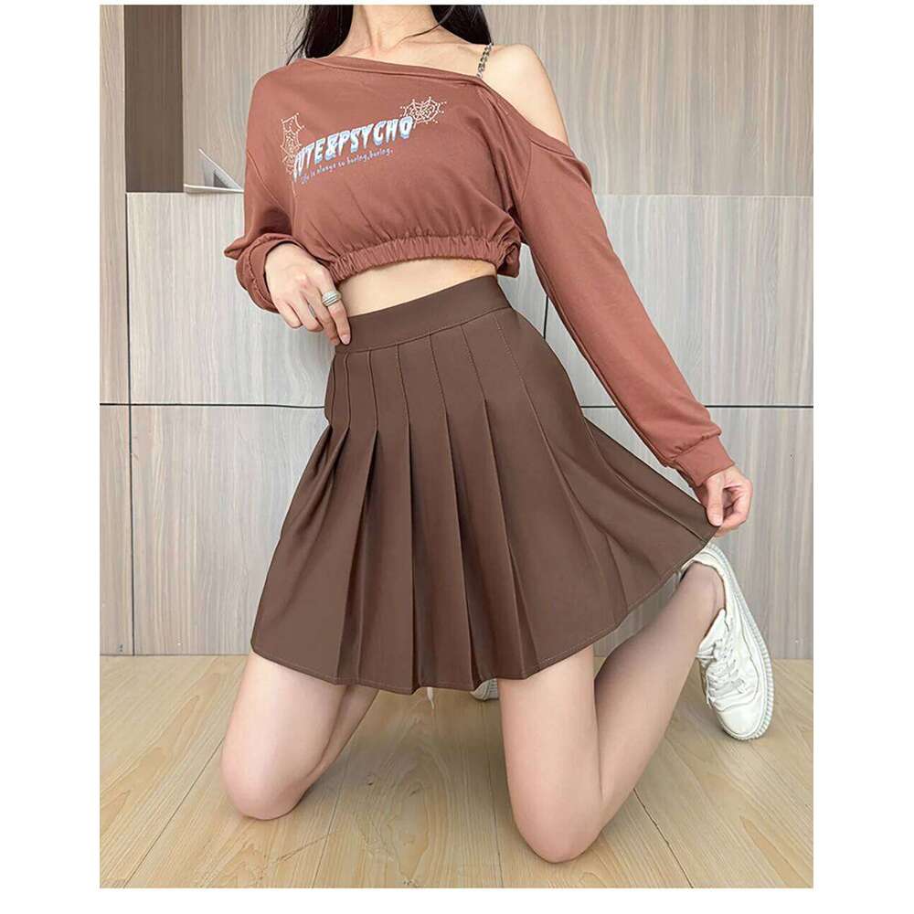 Pleated Elastic Waistband Preppy Style Casual Summer Fashion Sweet Hottie College JK Black Women Skirt Wholesale Z260314
