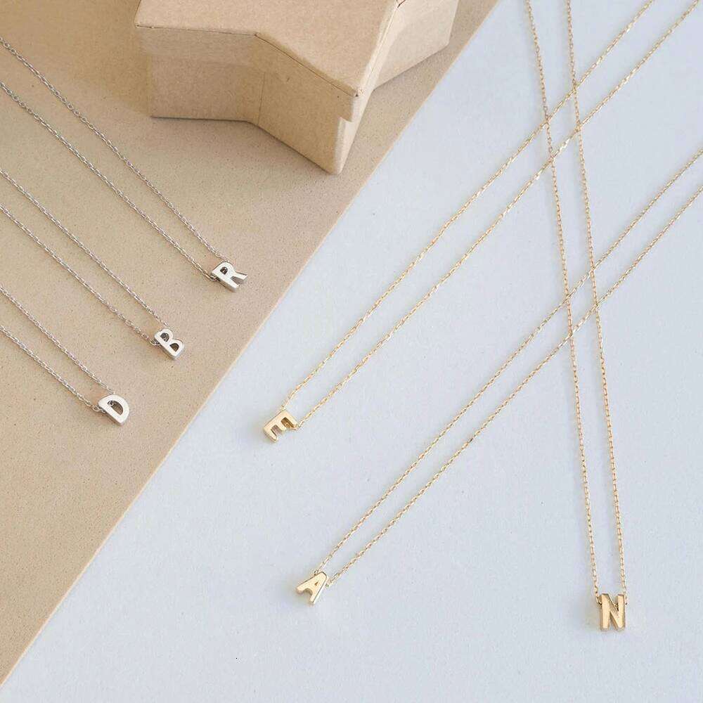 SUMENG Fashion Tiny Initial Necklace Gold Silver Color Cut Letters Single Name Choker For Women Pendant Jewelry Gift H260312