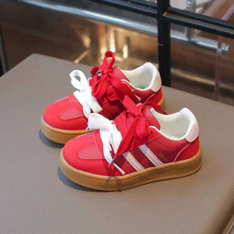 Children's Brand Design Stripes Casual Boys Girls Double Shoelace Sneakers Outdoor Walking Shoes Kids I02173 26Y0313