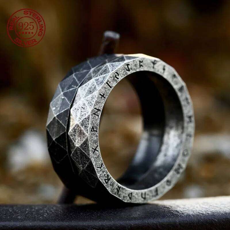 Factory Price Fashion Retro Nordic Rune Ring for Men Women Punk S925 Sterling Silver Simple Couple Rings Amulet Jewelry Gift H260312