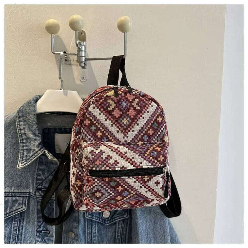 TAURUSCIAGA High-Capacity Female Fashion Zipper Adjustable Shoulder Bag Ethnic Style Mini School Backpack Students Daily Versatile Bag