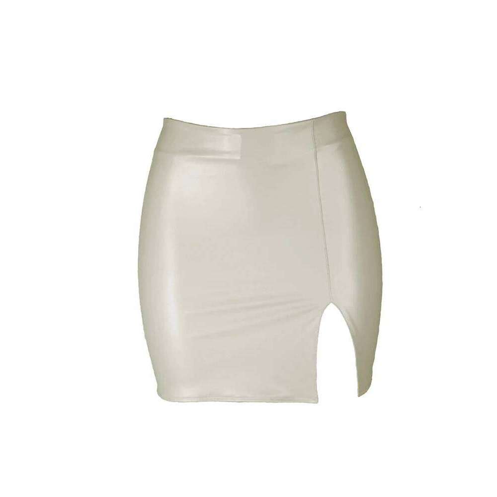 2025 Women Night Clubwear Summer Pure Color PU-leather Zipper Sexy Hip Leather Mini Skirts Z260314