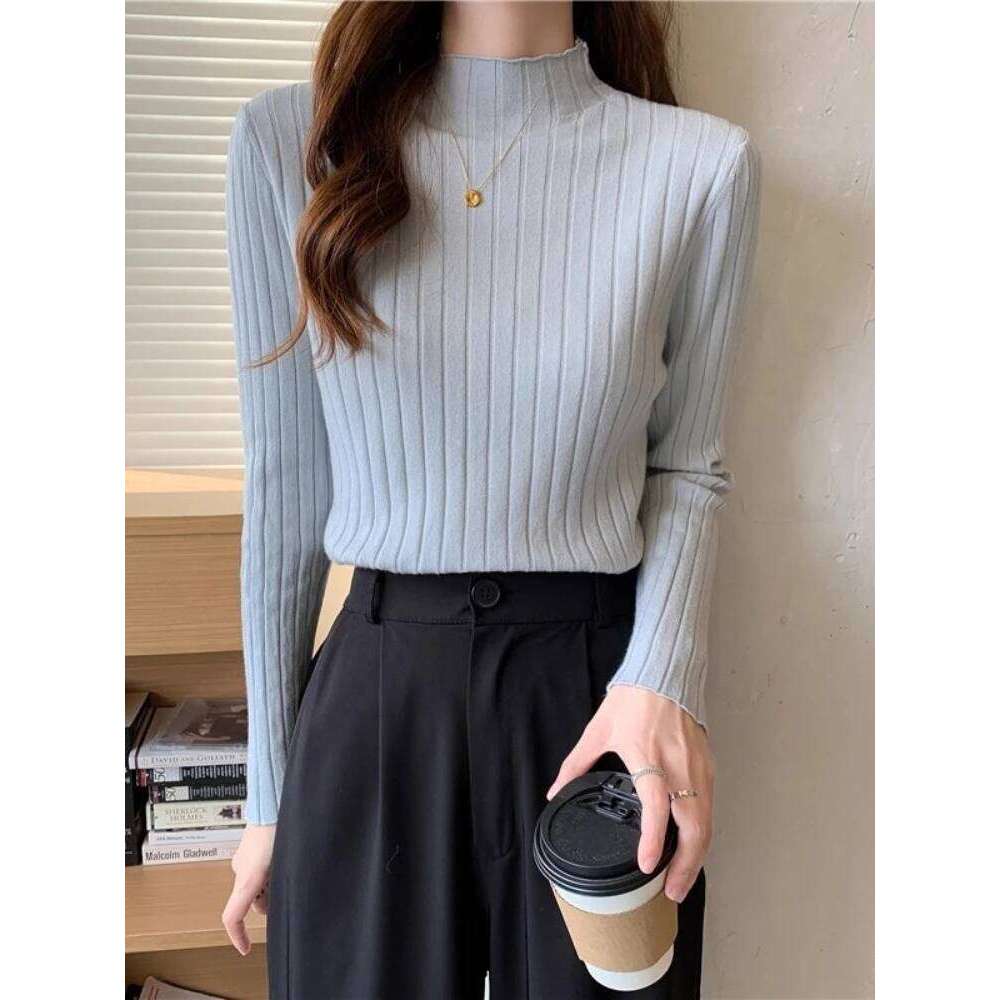 Autumn Winter Knitted Ribbed Turtleneck Sweater 2025 Women Clothes Long Sleeve Slim Basic Pullover Woman Sweaters Solid Tops Z260314