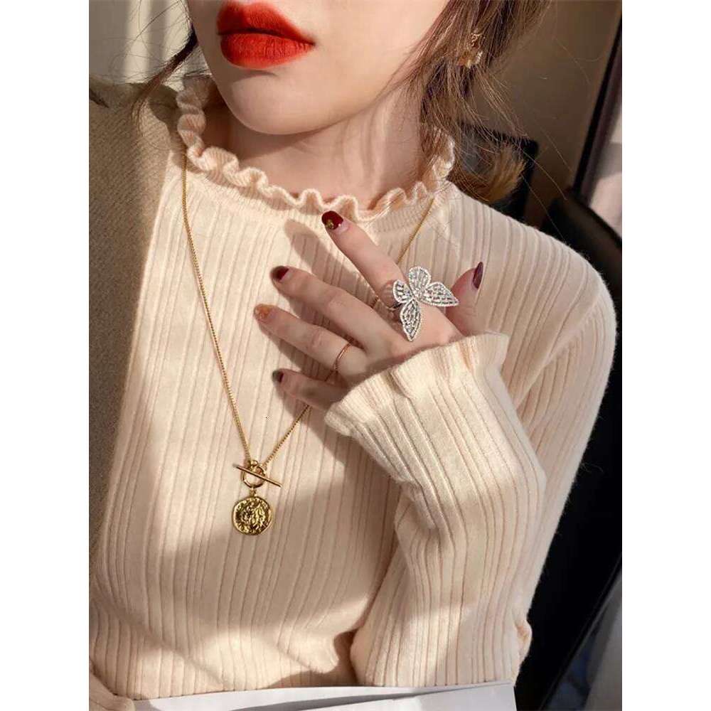 Turtleneck Fashion 2025 New Binding Stretch Tops Women Pullovers Long Sleeve Bottoming Knitted Sweater Z260313