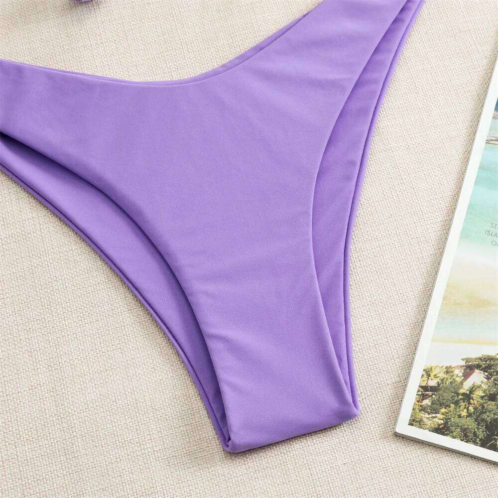 RED Bikini Backless Bandage Bandeau Swimsuit Twist Stacked Push Up Vacation Swimwears Women Y2K Cute Beach Outfits Bathing Suits Y260303