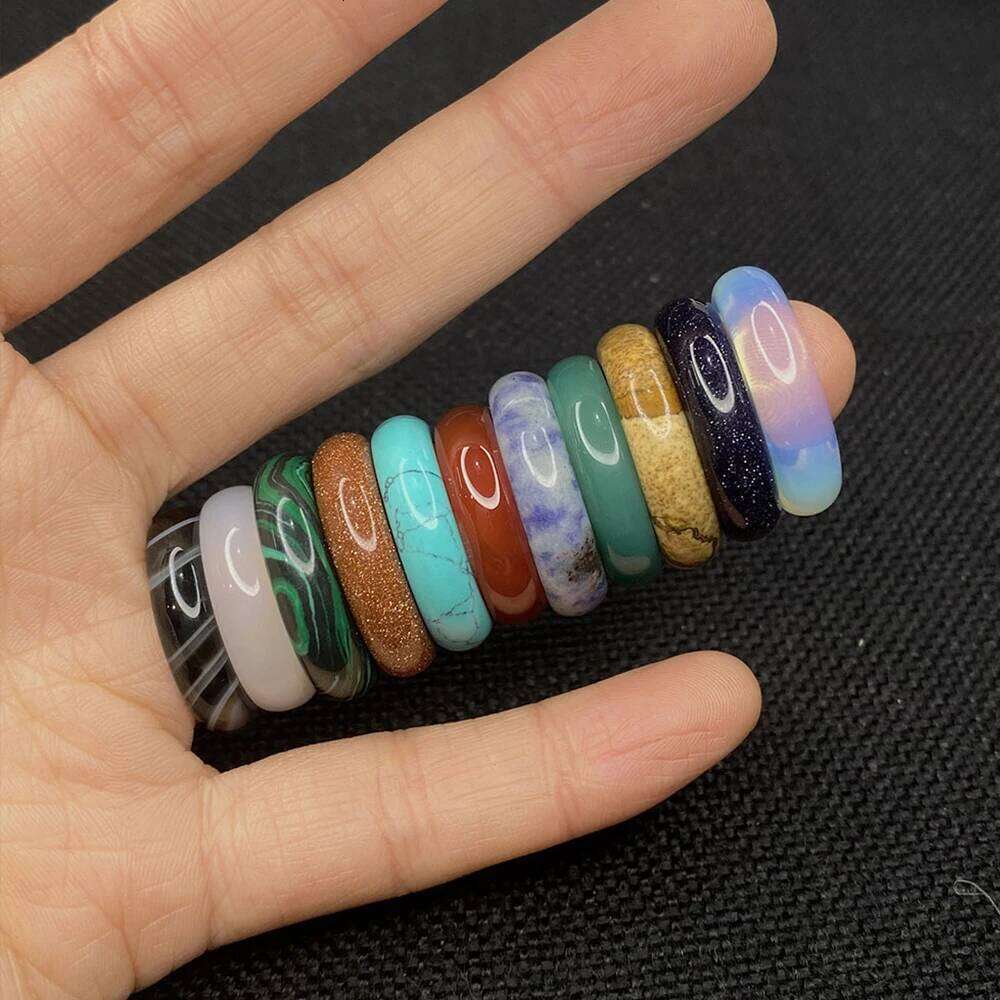 Crystal Agate Ring Natural Gemstone Carnelian Stacking Rings Reiki Energy Good Luck Charms Jewelry Gift for Women and Men H260312