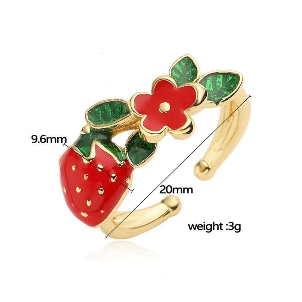 Sweet Cute Fruit Series Small Strawberry Cherry Stainless Steel Adjustable Opening Rings for Women Fashion Finger Jewelry Gift H260312