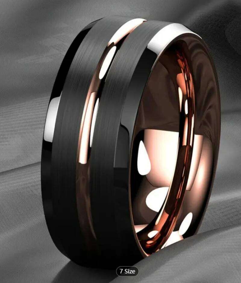 Fashion 8mm Purple black oblique two-color ring For Women Matte Brushed Men Stainless Steel Rings Wedding Band Jewelry Gifts H260312