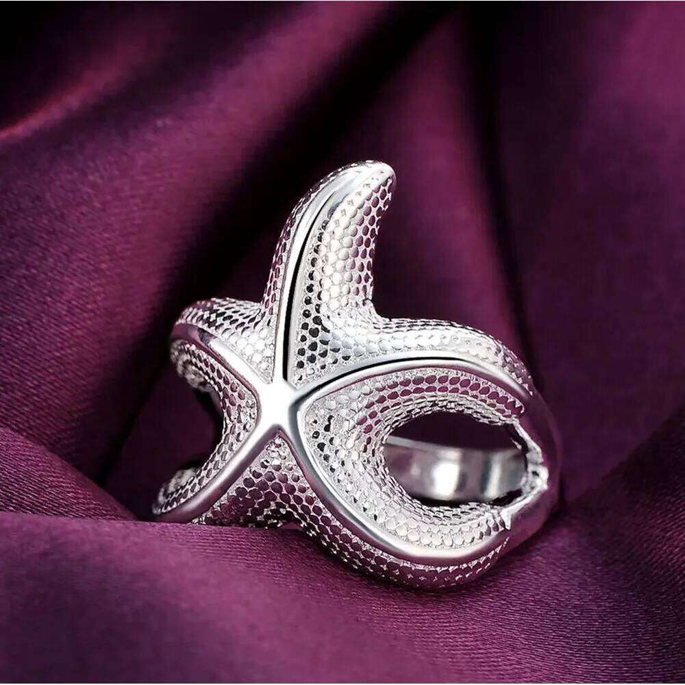 High quality 925 Sterling Silver fine Big starfish Rings For Women Fashion Party wedding luxury Charms Jewelry Christmas gift H260312