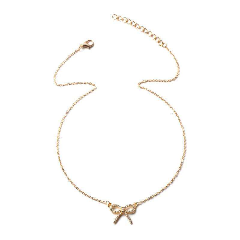 Fashion Rhinestone Bow Pendant Necklace For Women Exquisite Zircon Bowknot Choker Necklaces Office Party Jewelry Lady Gifts H260312