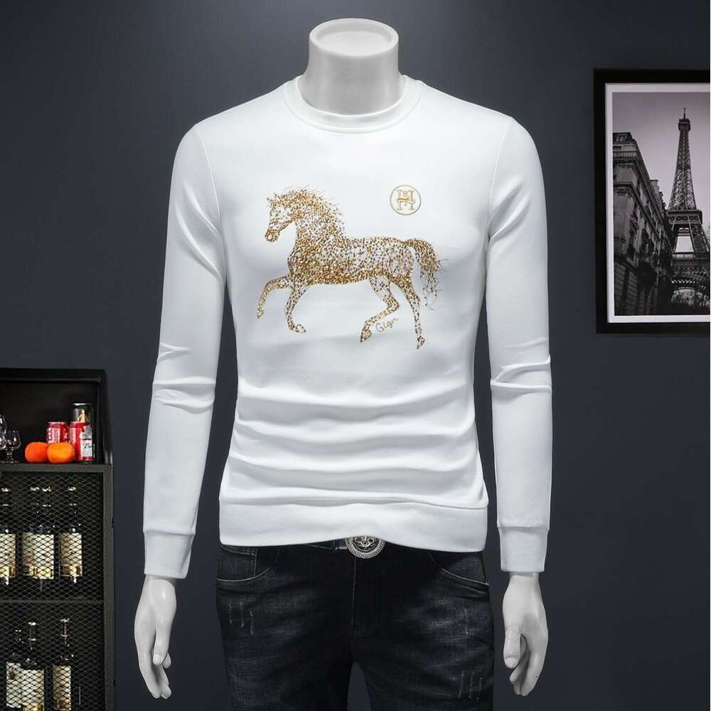 European Station Autumn New Sweatshirt Casual Round Neck Long Sleeve Embroidered T-Shirt Base Shirt Export Men's