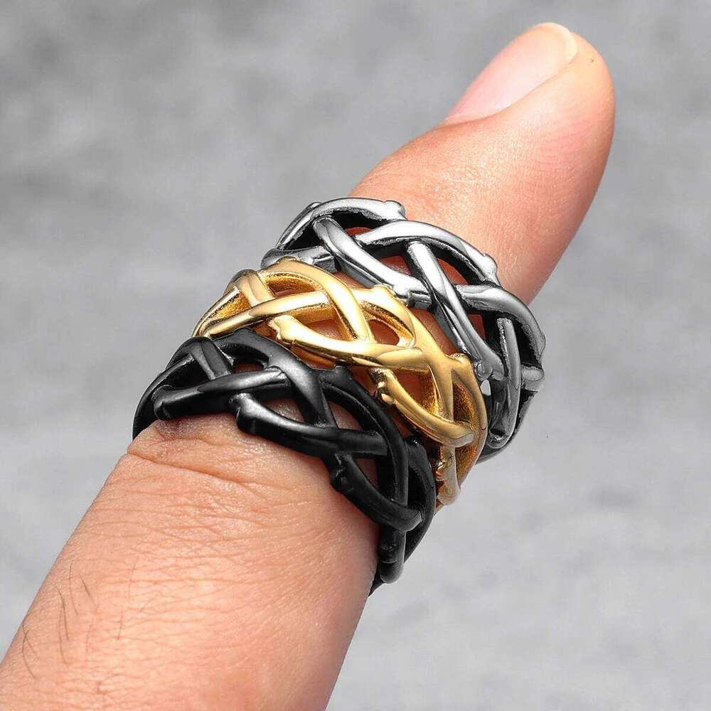 Weaving Hollow Stainless Steel Mens Rings Trendy Simple Unique Stylish for Male Boyfriend Jewelry Creativity Gift Wholesale H260312