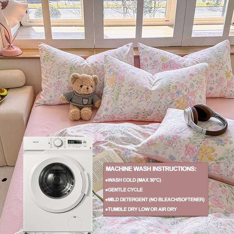 100% Cotton Printed Duvet Cover Set with Pillowcases - Floral Style Bedding Set, Breathable & Hypoallergenic, Machine Washable H260312 - view 7