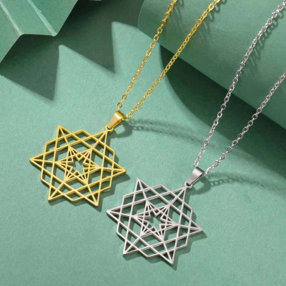 LIKGREAT Merkabah Tetrahedron Necklace for Women Men Stainless Steel Sacred Geometry Star of David Pendant Amulet Jewelry H260312