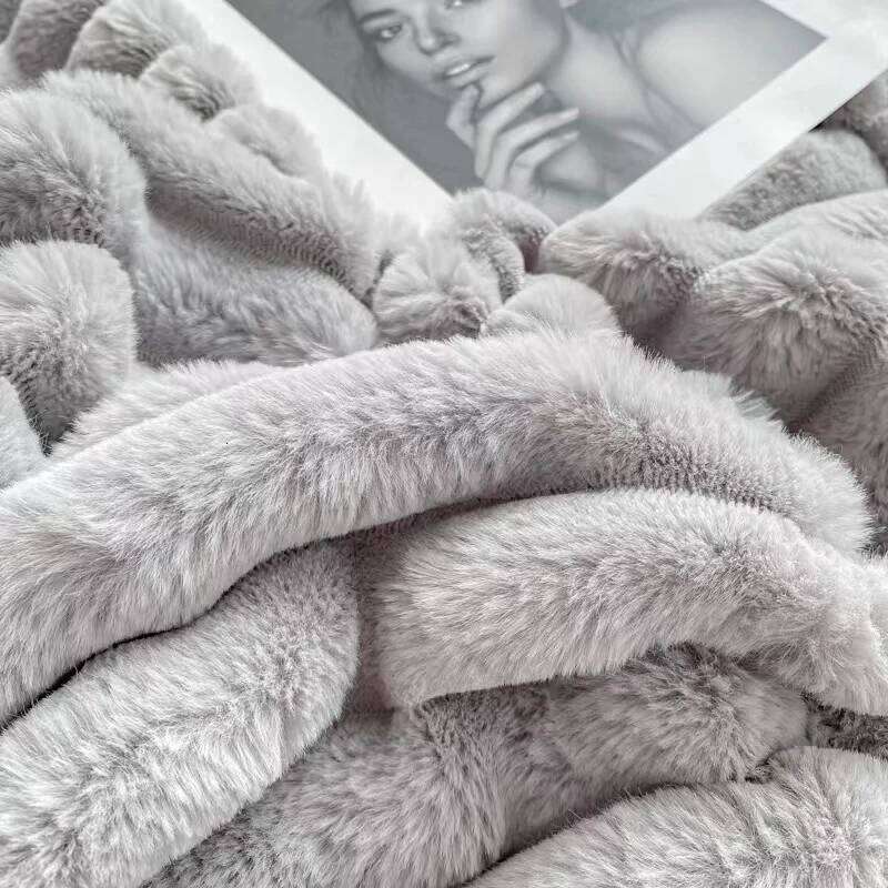 High Grade Rabbit Velvet 4pcs Bedding Set Winter Warm Soft Thick Plush Quilt Cover Coral Fleece Bed Sheet and Pillowcase H260312 - view 6