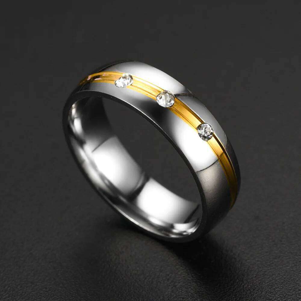 2025 Trendy Stainless Steel Couple For Men Women Inlay Rhinestones Zirconia Rings Wedding Party Jewelry Festival Gifts H260312
