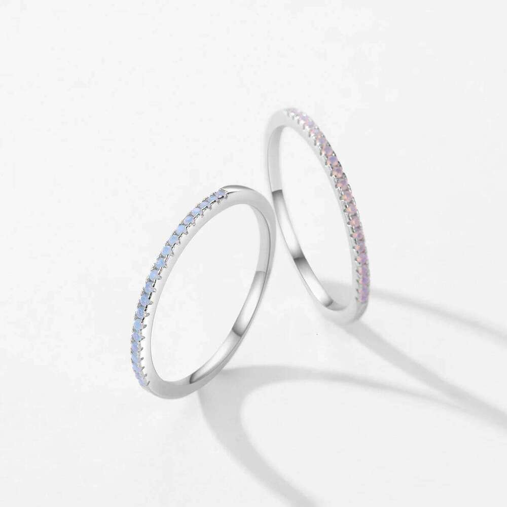 MODIAN 925 Sterling Silver Exquisite Slim Stackable Rings Clear Cz Gradient Pink Blue Crystal Finger Ring For Women Fine Jewelry H260312