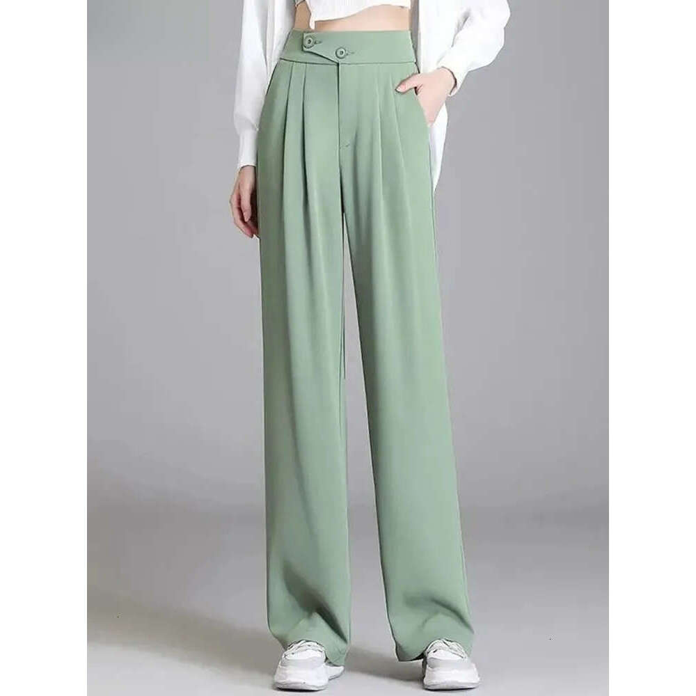 Women's Capris Korean Thin High Waist Wide Leg Pants Spring Summer Baggy Office Pantalones Formal Straight Suit Spodnie Women Casual Trousers 230