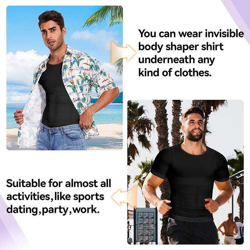 Men Body Shaper Tight Compression Shirts Tummy Control Abdomen Slimming Shaping Back Support Gynecomastia Reduce Boobs Underwear 26Y0313