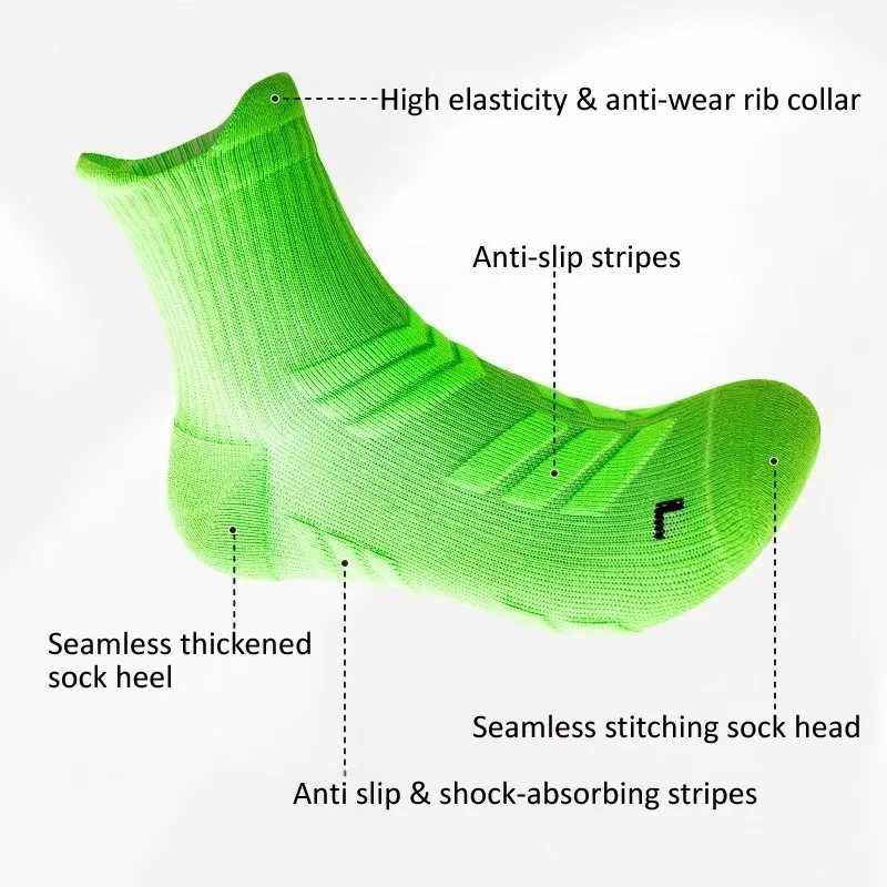 Wear-resistant Sports Socks for Men Youth Anti Odor Thicken Mid-calf Socks Anti-slip Marathon Running Cycling Hiking Socks 39-48 D260313