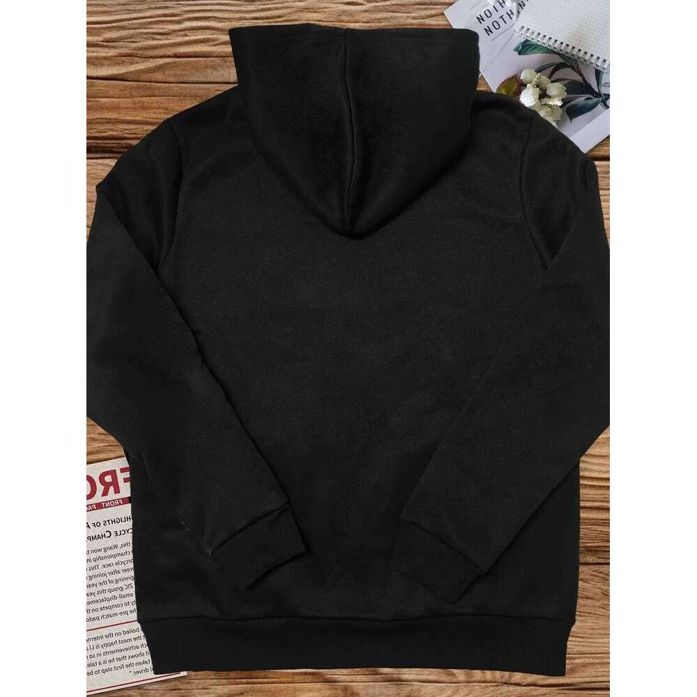1pc OBM Men's Hooded Sweatshirt - Black Religious Message Pullover with Front Pocket, Loose Fit Hoodie Featuring "Jesves You Z260315
