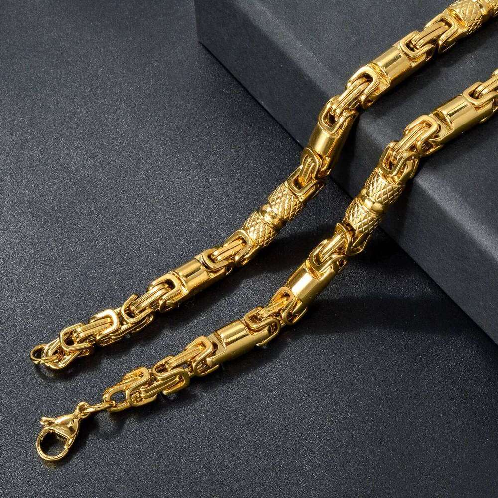 New Men's and Women's Stainless Steel Necklaces Geometric Byzantine Chains Retro Hip-hop Punk Party Jewelry Gifts H260312