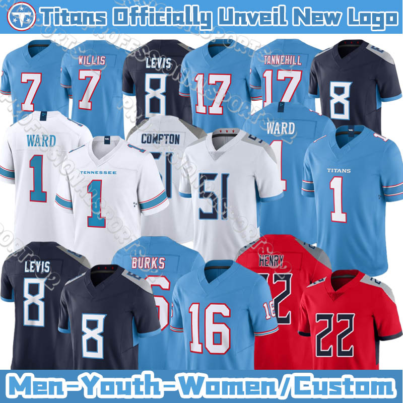 Titan Officially Unveil New Logo new Tennesse city Titan Jersey #1 Ward #20 Pollard #98 Simmons Titan Jersey Cameron Ward Tony Pollard Tennessees city Titanss Jersey