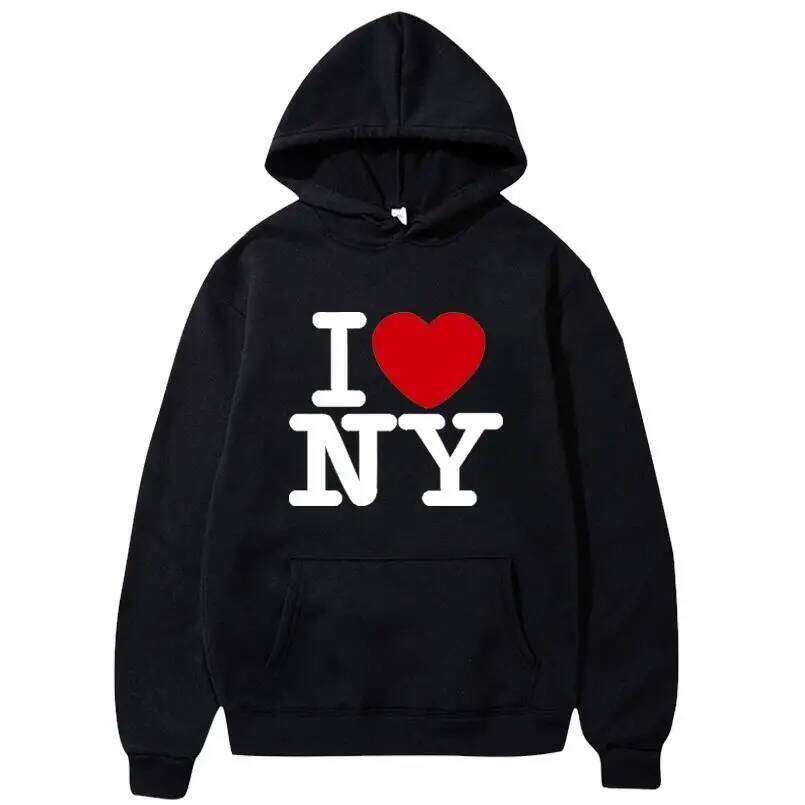 I Love New York Pritned Hoodies Men's and Women's Fashion Casual Hooded Pullover Street Hip Hop Clothing Z260314