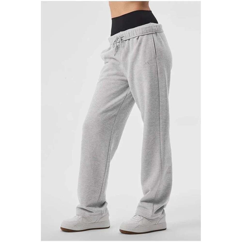 Women's Pants Cotton Wide Leg Women Casual Elastic Waist Drawstring Sweatpants Classic Versatile Straight Sports Z260312