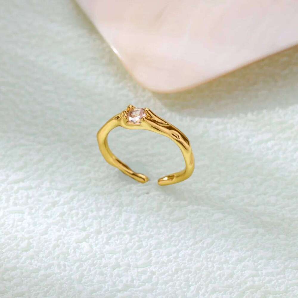 Stainless Steel Cubic Zirconic Round Rings for Women Opening Gold Color Finger Ring Aesthetic Wedding Fashion Jewelry Gift H260312